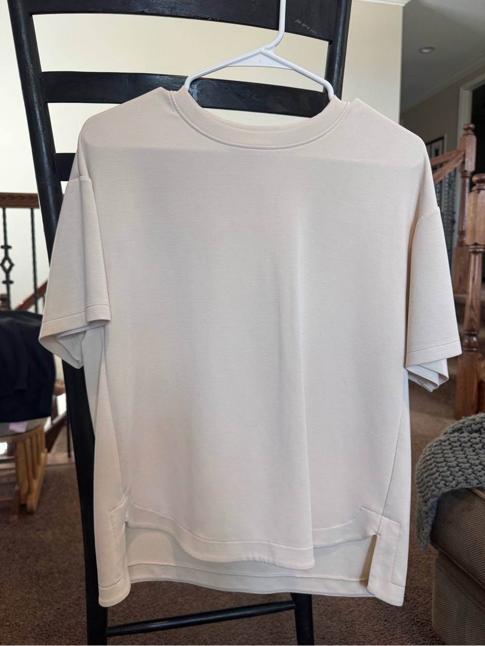 Luxe Neutral Cream Lounge Tee and Drawstring Shorts Set - Picture 2 of 5